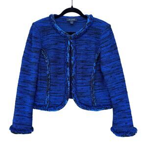 St. John Royal Blue Tweed Santana Knit Blazer Jacket Women's Size 10